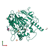 PDB entry 7b7x coloured by chain, front view.