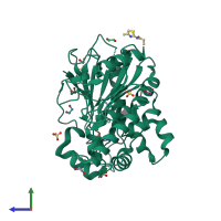 PDB entry 7b7y coloured by chain, side view.