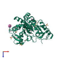 PDB entry 7b7y coloured by chain, top view.
