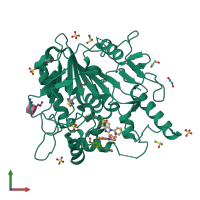 PDB entry 7b84 coloured by chain, front view.