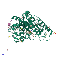 PDB entry 7b84 coloured by chain, top view.
