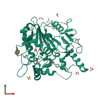 PDB entry 7b87 coloured by chain, front view.