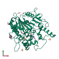 PDB entry 7b8a coloured by chain, front view.