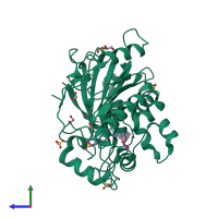 PDB entry 7b8a coloured by chain, side view.
