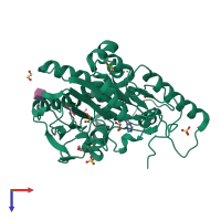 PDB entry 7b8a coloured by chain, top view.