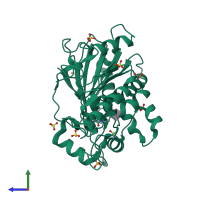 PDB entry 7b8c coloured by chain, side view.