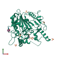 PDB entry 7b8d coloured by chain, front view.