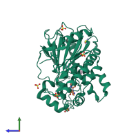 PDB entry 7b8d coloured by chain, side view.