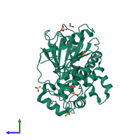 PDB entry 7b8f coloured by chain, side view.