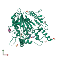 PDB entry 7b8g coloured by chain, front view.
