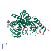 PDB entry 7b8g coloured by chain, top view.