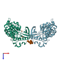 PDB entry 7b8i coloured by chain, top view.