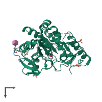 PDB entry 7b8j coloured by chain, top view.