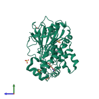 PDB entry 7b8m coloured by chain, side view.