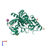 PDB entry 7b8m coloured by chain, top view.