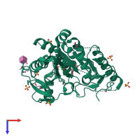 PDB entry 7b8o coloured by chain, top view.