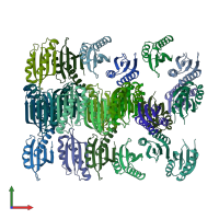 PDB entry 7b8v coloured by chain, front view.