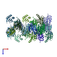 PDB entry 7b8v coloured by chain, top view.