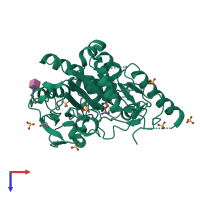 PDB entry 7b98 coloured by chain, top view.