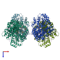 PDB entry 7b9a coloured by chain, top view.