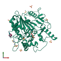 PDB entry 7b9i coloured by chain, front view.