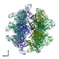 PDB entry 7b9k coloured by chain, side view.