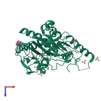 PDB entry 7b9u coloured by chain, top view.