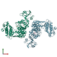 PDB entry 7b9w coloured by chain, front view.