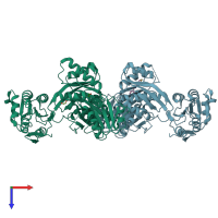 PDB entry 7b9w coloured by chain, top view.