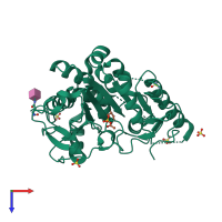 PDB entry 7ba1 coloured by chain, top view.