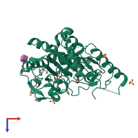 PDB entry 7bac coloured by chain, top view.