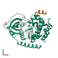 PDB entry 7baq coloured by chain, front view.