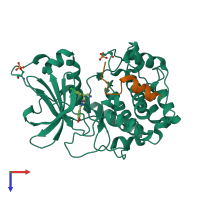 PDB entry 7baq coloured by chain, top view.