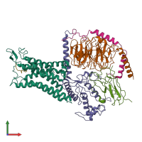 PDB entry 7bb7 coloured by chain, front view.