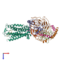 PDB entry 7bb7 coloured by chain, top view.