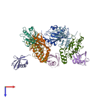 PDB entry 7bbf coloured by chain, top view.