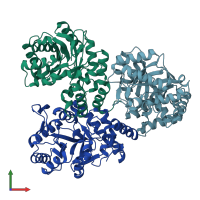 PDB entry 7bbz coloured by chain, front view.