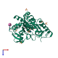 PDB entry 7bc8 coloured by chain, top view.