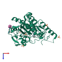 PDB entry 7bcc coloured by chain, top view.