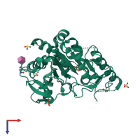 PDB entry 7bcd coloured by chain, top view.