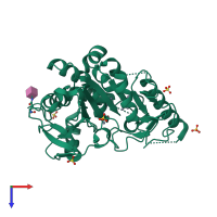 PDB entry 7bci coloured by chain, top view.
