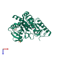 PDB entry 7bck coloured by chain, top view.