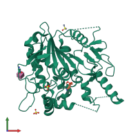 PDB entry 7bcl coloured by chain, front view.