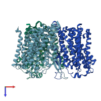 PDB entry 7bcs coloured by chain, top view.