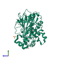 PDB entry 7bd5 coloured by chain, side view.