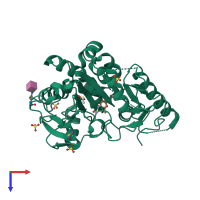PDB entry 7bd8 coloured by chain, top view.