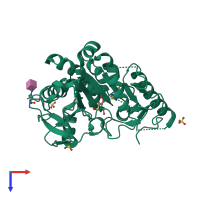 PDB entry 7bdh coloured by chain, top view.