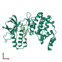 PDB entry 7bdo coloured by chain, front view.