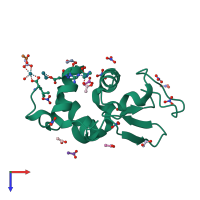 PDB entry 7bdz coloured by chain, top view.