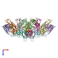 PDB entry 7bep coloured by chain, top view.